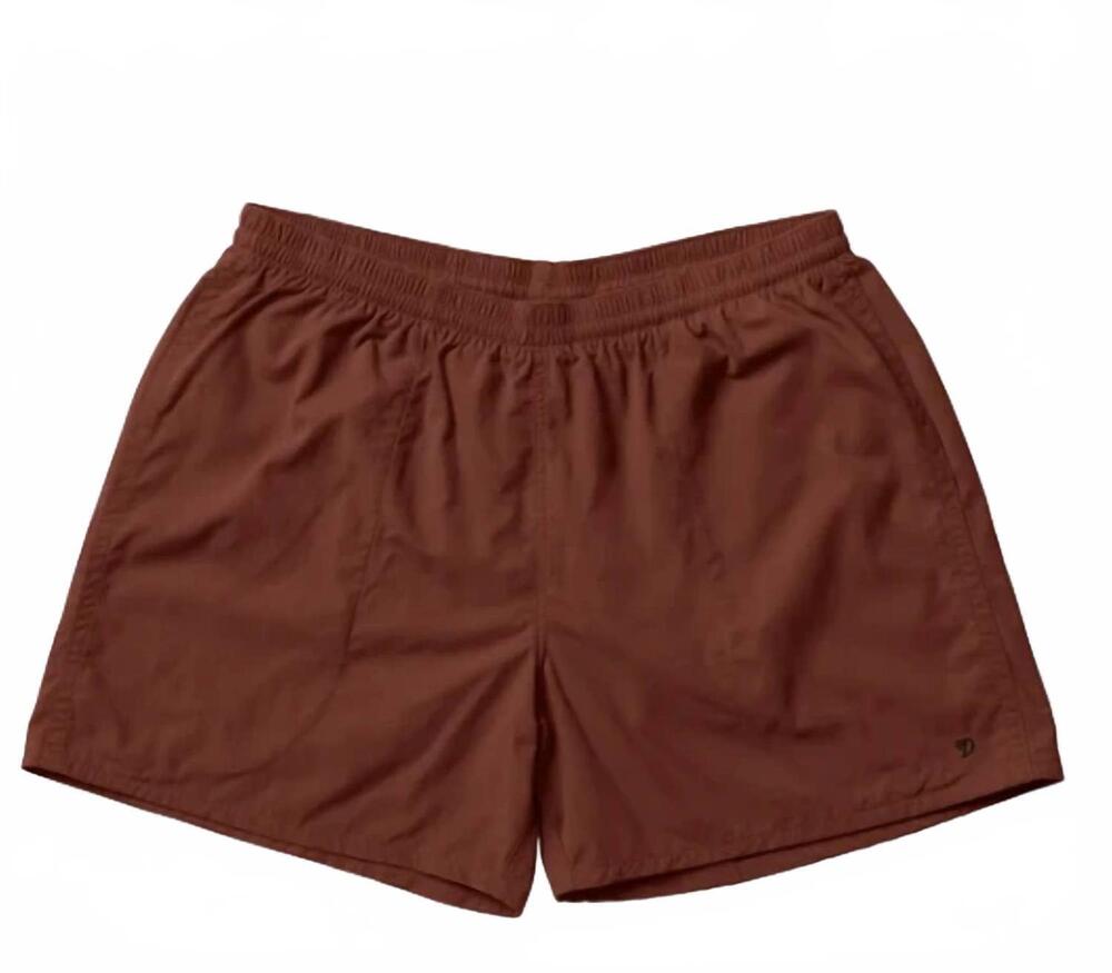 NEW DUCK CAMP men's scout pull-on shorts in rust brown